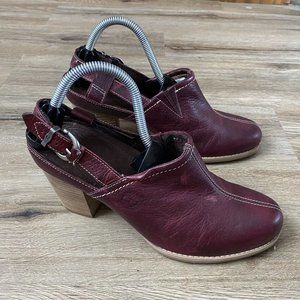 TIMBERLAND Earthkeepers Rudston 19692M Slingback Heeled Clogs Size 9.5 Maroon